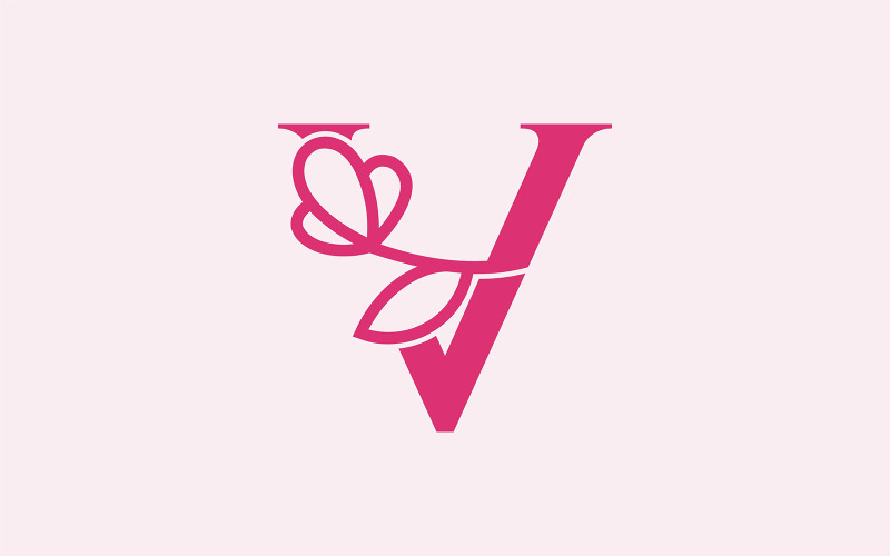 Beautiful Fashion Beauty Logo Letter V Logo Template