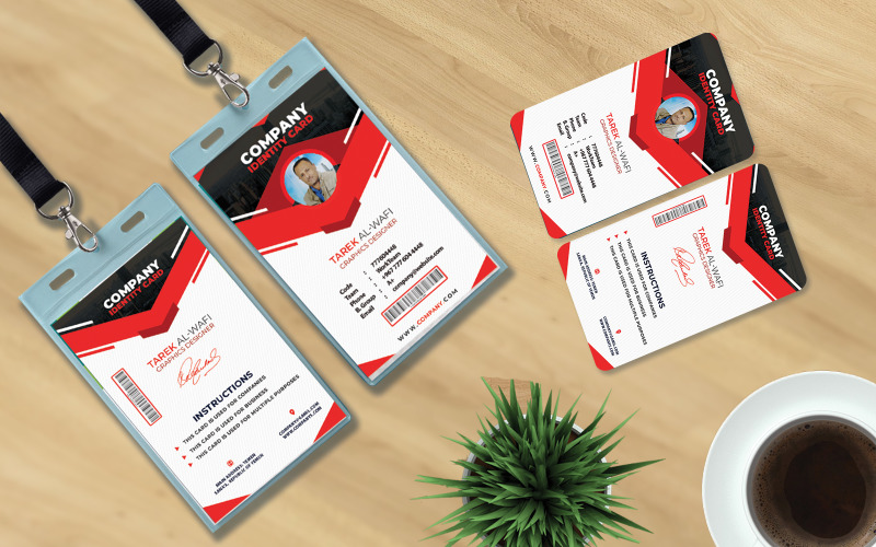 Identity Card Form - For Companies And Institutions - Red Corporate Identity