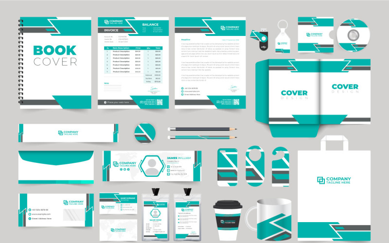 Office stationery template collection vector Corporate Identity
