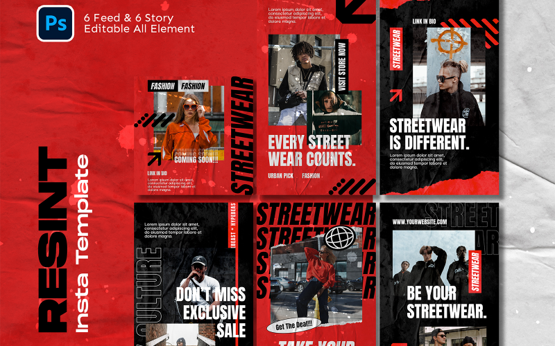 Resint Hypebeast Instagram Template Social Media