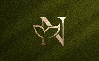 Floral Beauty Logo Leaf Natural Letter N