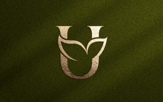 Floral Beauty Logo Leaf Natural Letter U