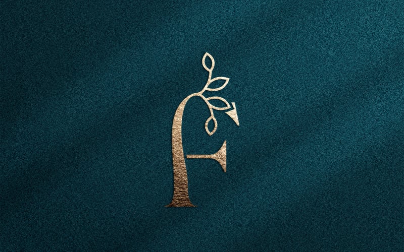 Rose Gold Nature Leaf Crown Beauty Logo F Logo Template