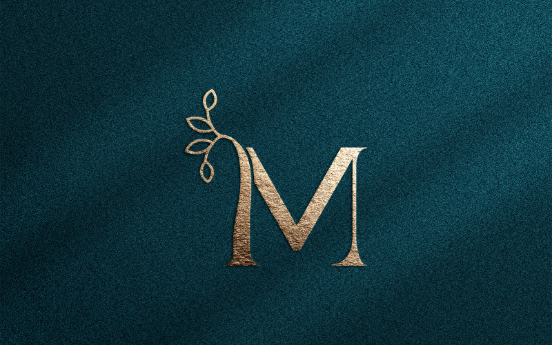 Rose Gold Nature Leaf Crown Beauty Logo M Logo Template