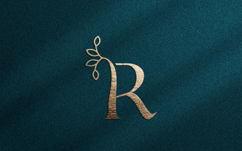 Rose Gold Nature Leaf Crown Beauty Logo R Logo Template