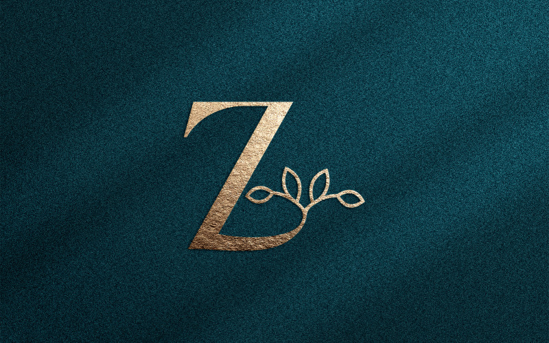 Rose Gold Nature Leaf Crown Beauty Logo Z Logo Template