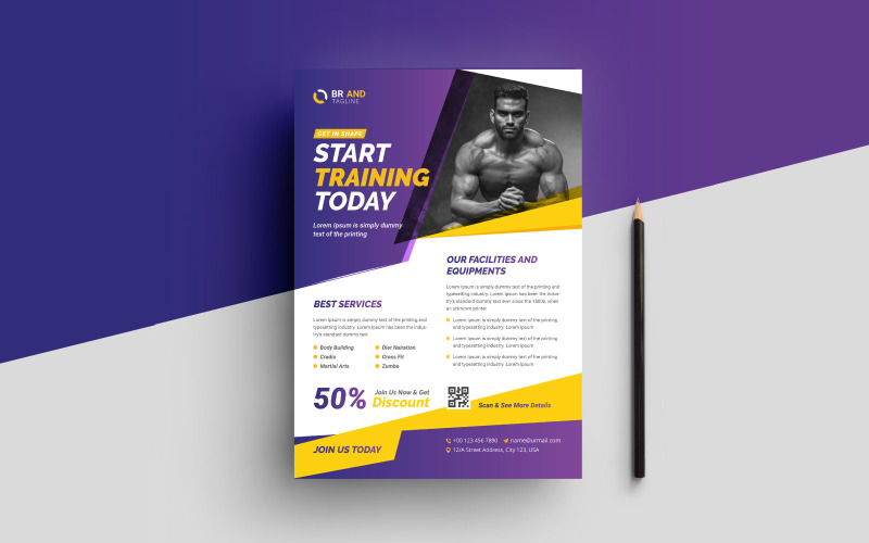 Fitness Gym Flyer Template Design Corporate Identity