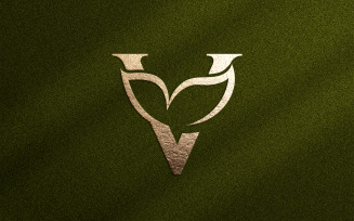 Floral Beauty Logo Leaf Natural Letter V