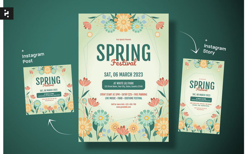 Spring Festival Flyer - Flower Theme Corporate Identity