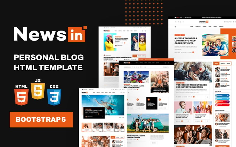 NewsIN - Personal Blog, Newspaper, Magazine HTML Template Website Template
