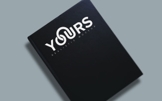 Realistic white logo mockup on glossy black book cover