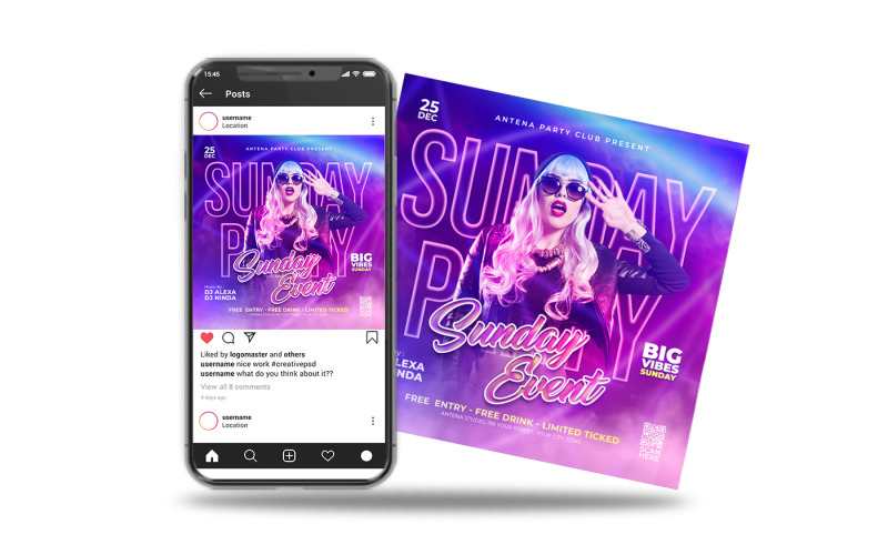 sunday event night party flyer Social Media