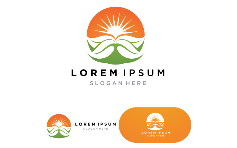 Sun & Green Leaf Logo Icons vector design template. Eco Sun Energy Logo 1 Logo Template