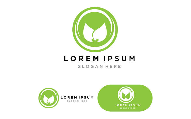 Eco Energy Vector Logo with leaf symbol. Green color Nature v1 Logo Template