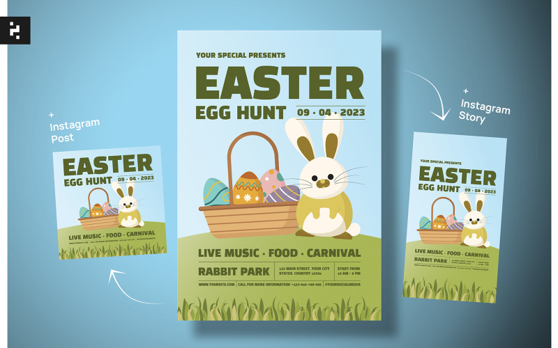 Easter Egg Hunt Flyer Poster Template Corporate Identity
