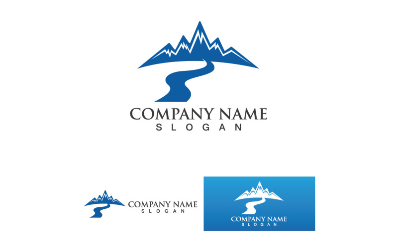 Mountains silhouette. Minimalistic evening sky. v1 Logo Template