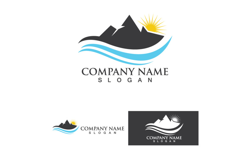 Mountains silhouette. Minimalistic evening sky. V2 Logo Template