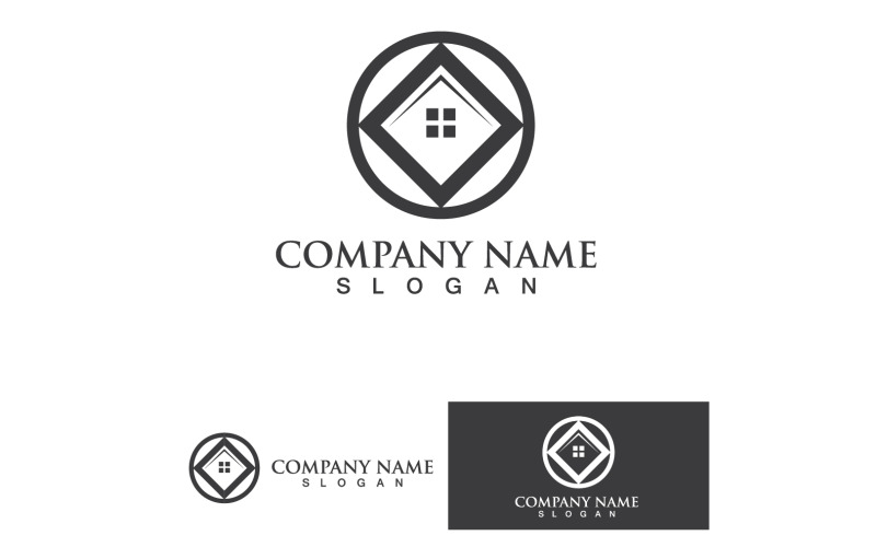 Real Estate home , Property and Construction Logo design 3 Logo Template