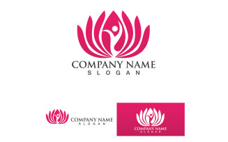 Yoga logo design human meditation in lotus flower vector v2