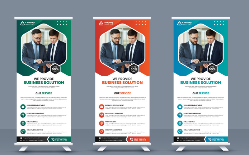 Business marketing rollup banner stand template design, modern portable stands xbanner layout Corporate Identity