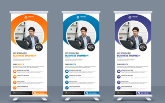 Business marketing rollup banner template design, modern portable stands exhibition banner layout