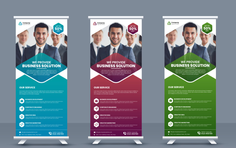Creative business agency stands roll up banner design Corporate Identity
