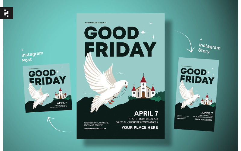Good Friday Church Flyer Template Corporate Identity