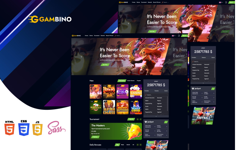 Gambino -Casino & Gambling HTML Landing Template Landing Page Template