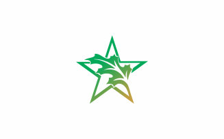 Star Oak Leaf Logo Template