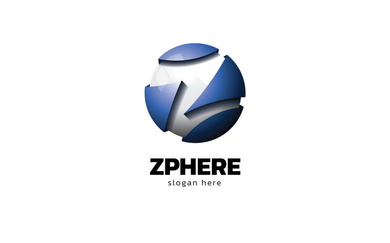 3D Round Logo Letter Z Glossy Logo Template