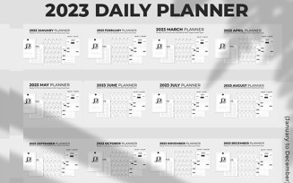 2023 Daily Planner KDP Interior of 12 Individual Months