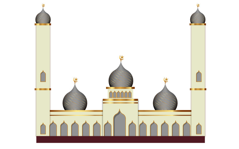 Eid mubarak background with mosque design vector style Illustration