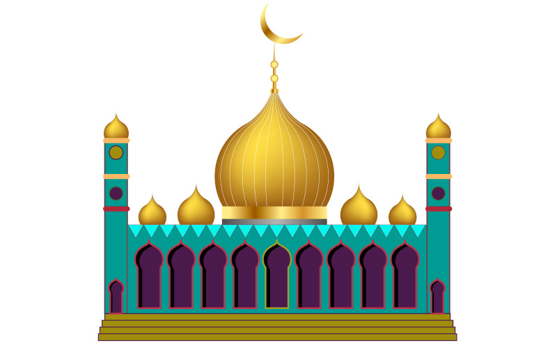 Eid mubarak background with mosque design Illustration