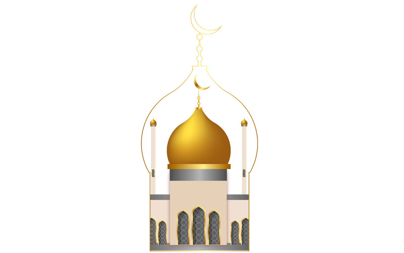 Eid mubarak background with mosque designs vector Illustration