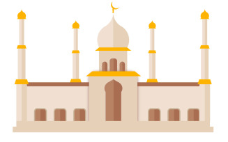 eid mubarak vector white background with mosque design