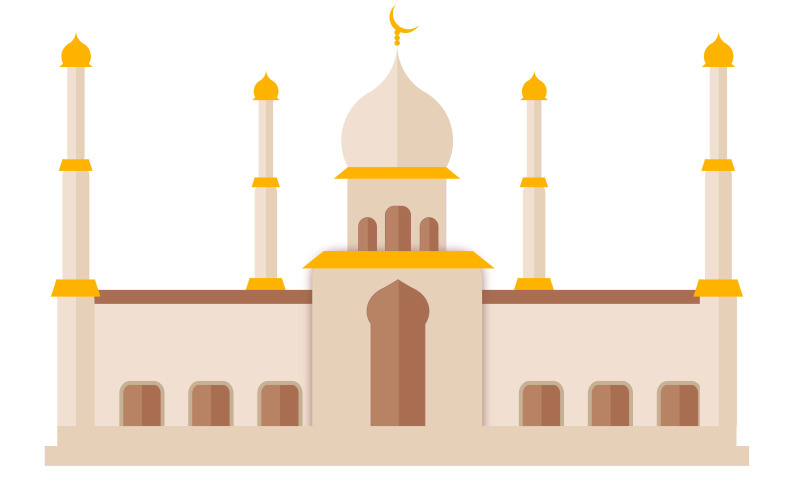eid mubarak vector white background with mosque design Illustration