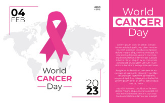 World cancer day 2023 with awareness pink ribbon