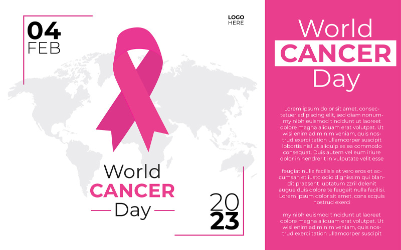 World cancer day 2023 with awareness pink ribbon Vector Graphic