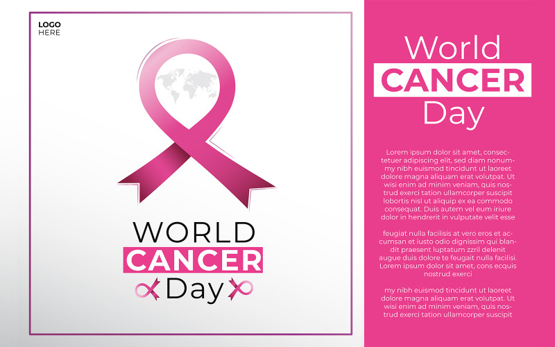 World Cancer Day with Gradient Awareness Ribbon Vector Graphic