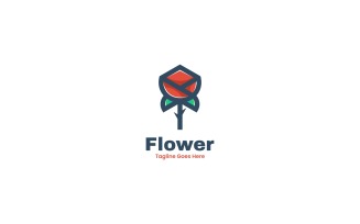 Flower Simple Mascot Logo Template