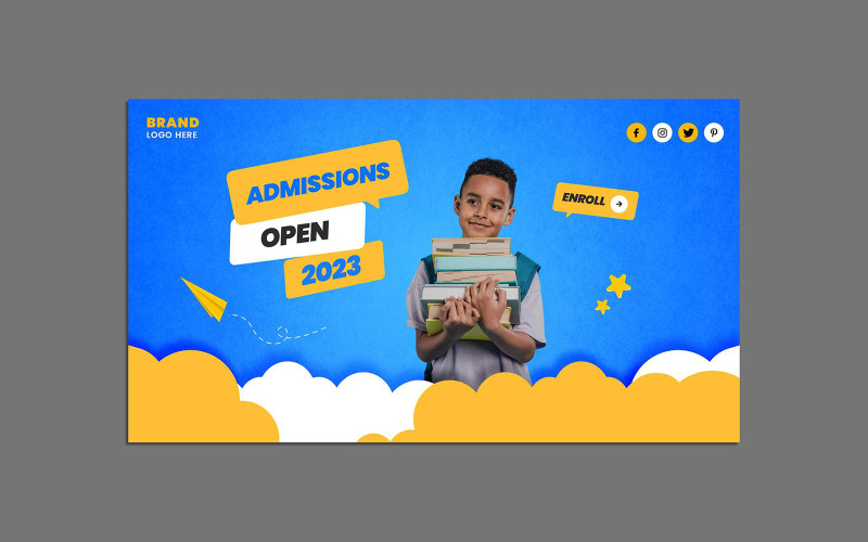 Free School Admissions Open Web Banner Template Social Media