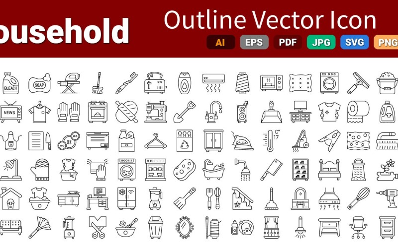 Household Icons Pack | AI | EPS | SVG Icon Set