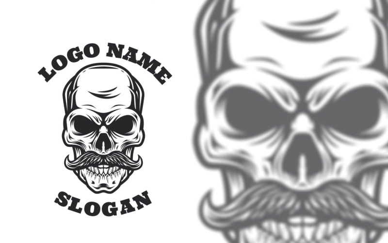 New Skull Head Graphic Logo Design Logo Template