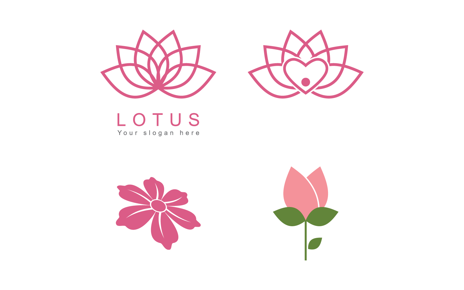 Conjunto de design de vetor de logotipo de ilustração de flores de lótus de beleza