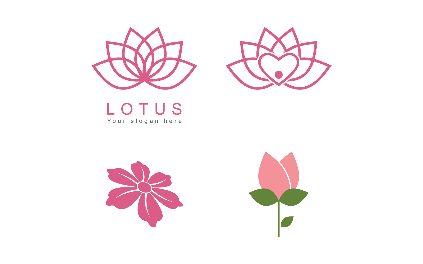 Uppsättning av skönhet Lotus blommor illustration logotyp vektor design