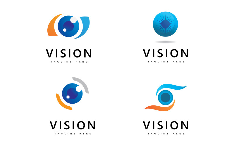 Abstract Eye Logo Letter, vision eye symbol vector template design V10 Logo Template
