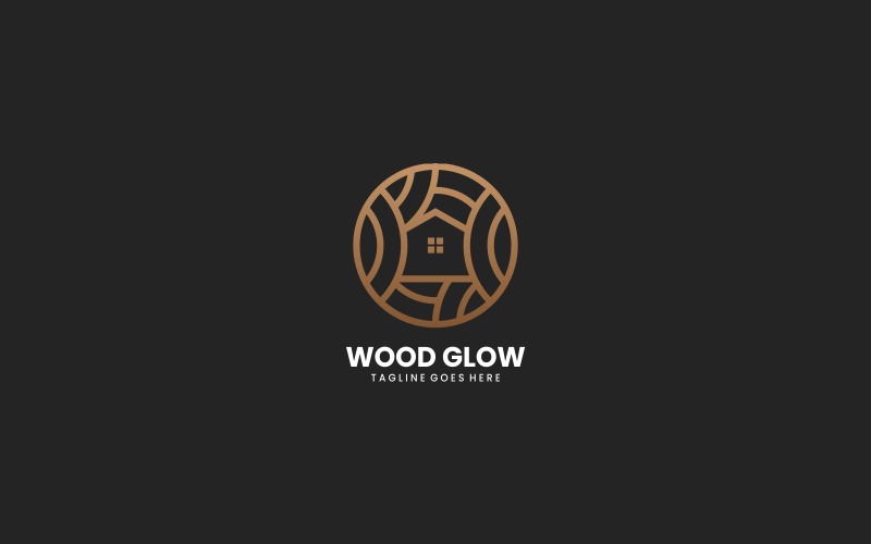 Button Wood Line Art Logo Logo Template