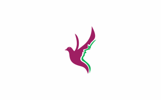 Female Face Bird Logo Template