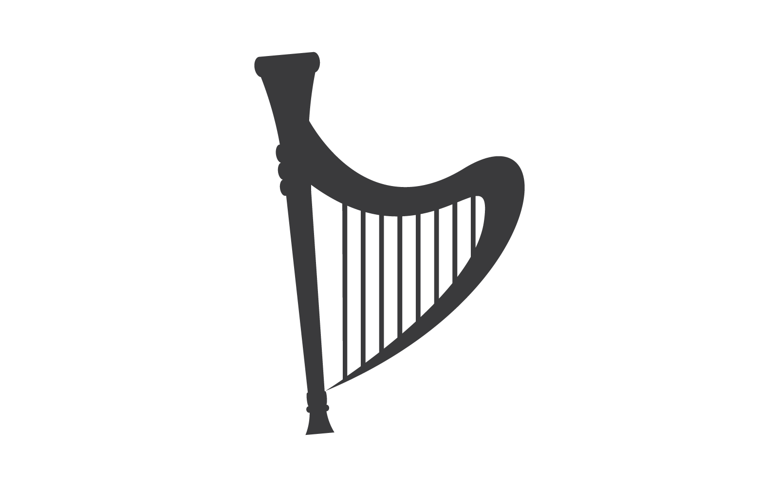 Modello di disegno vettoriale del logo dell'illustrazione dell'arpa