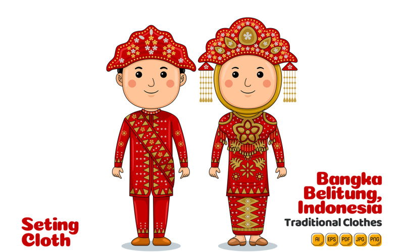 Bangka Belitung Indonesia Traditional Cloth Vector Graphic